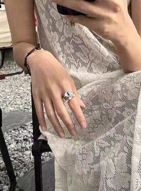 搞怪猫眼石开口独眼戒指女轻奢高级感网红食指戒小众时尚个性指环