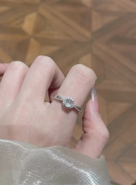 新中式白月光仿玉髓方糖戒指女精致百搭冷淡风食指戒个性时尚指环