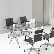 Minima Modern Meeting Desk Training Table Steel Frame Conference Table Bar Table Negotiation Table Shaped Tempered Glass Table