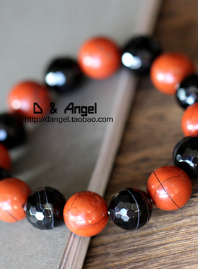 天然红竹石影子石石碑手链男款