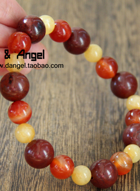 日本红竹石橘子石多宝手链天然