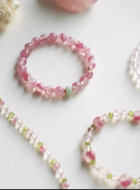 挽玉中式樱花粉水晶手串礼物