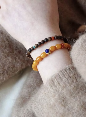 文莱沉水级老料沉香南红手串