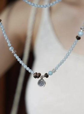 原创海蓝宝沉香好运多圈手串