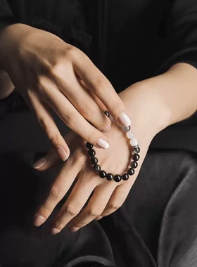 雷尼斯沙滩月光银曜石男士手链