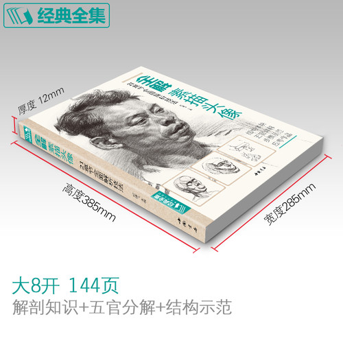 经典全集 全解素描头像人物临摹书结构体块深度分析教程对画写生绘画照片范本美术高考联考美院大8开八开教材 杨建飞主编 - 图0