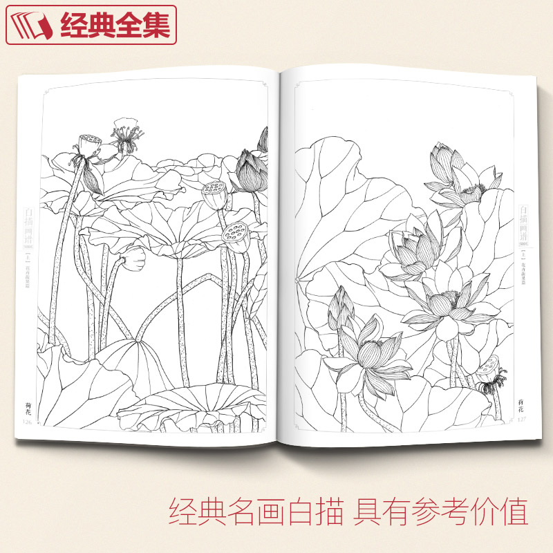 经典全集 白描画谱5000例·上篇·花卉蔬果 中国工笔技法花鸟画册集书籍入门初自学者零基础教程材成人手绘临摹勾线名家底稿图大全 - 图2