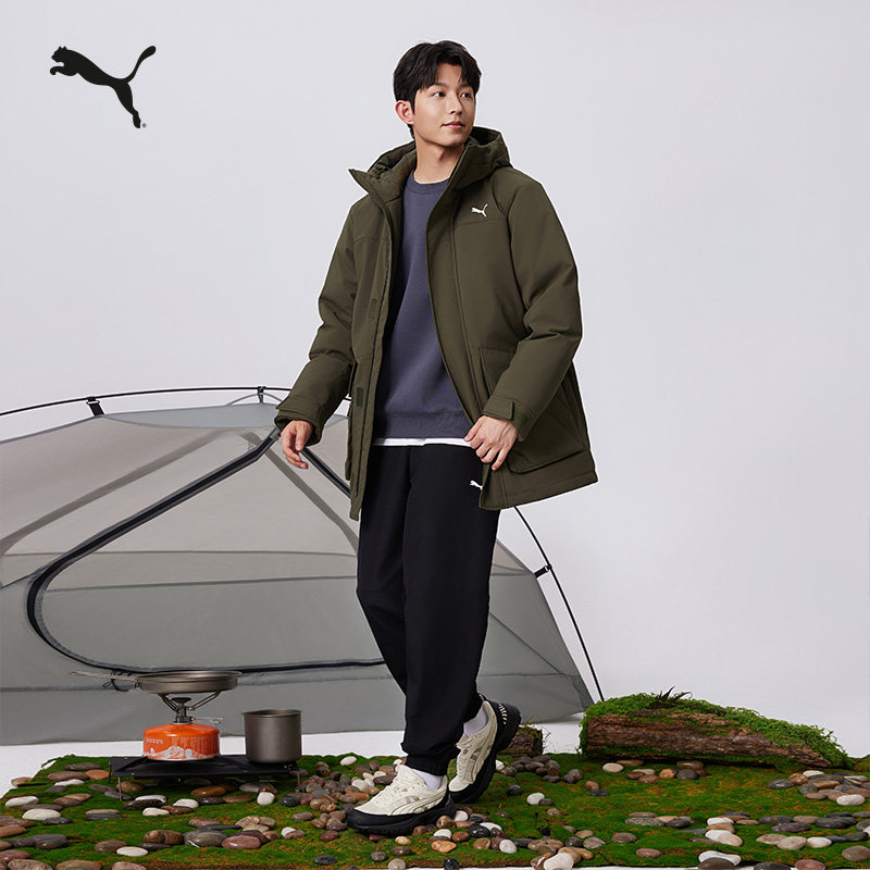 防风拒水600蓬80鸭绒派克羽绒服男PUMA彪马长款冬工装外套 692778