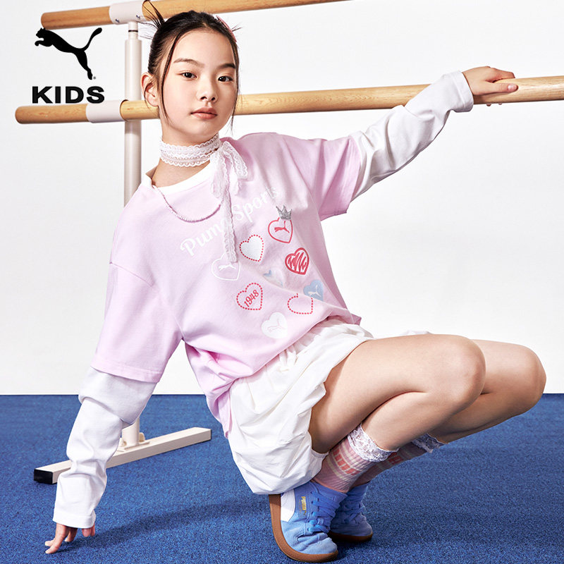 纯棉宽松休闲假两件长袖T恤女童PUMA彪马新款秋季运动上衣 950541,淘宝优惠券,粉丝福利购,淘宝优惠卷