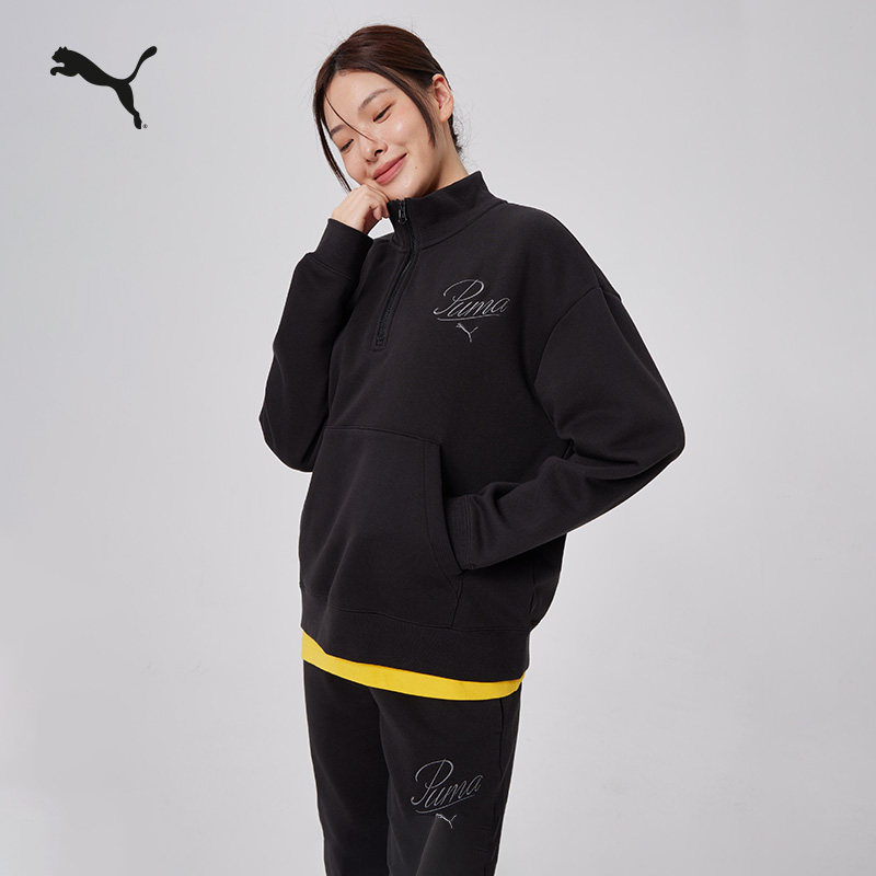 加绒保暖宽松半拉链运动卫衣女子PUMA彪马新款冬季加厚上衣692927,淘宝优惠券,粉丝福利购,淘宝优惠卷