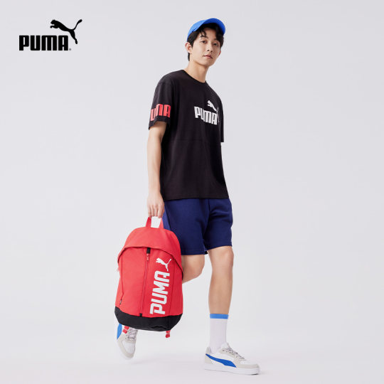 圣诞红色通勤旅行大容量双肩包男女款PUMA彪马户外学生书包074417