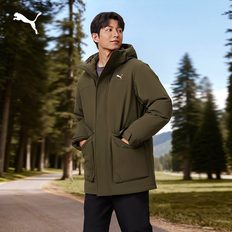 防风拒水600蓬80鸭绒派克羽绒服男PUMA彪马长款冬工装外套 692778