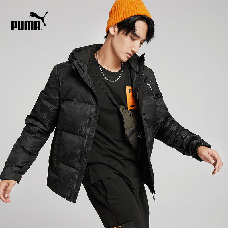 puma官方男款迷彩印花保暖连帽 PUMA运动羽绒服
