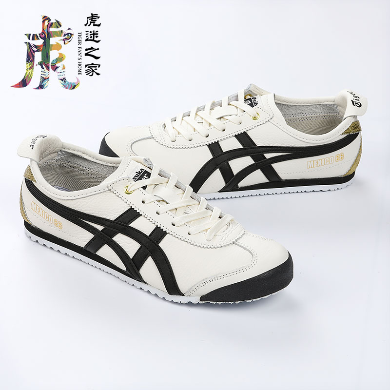 Onitsuka Tiger鬼冢虎黑色乳白色烫金尾男女鞋休闲鞋1183B493-100 - 图0