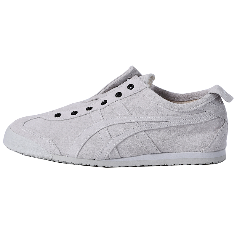 Onitsuka Tiger鬼冢虎浅灰色全牛皮一脚蹬男女鞋休闲鞋D7L1L-9696-图3