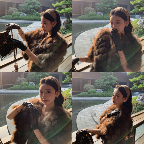小山羊皮真皮手套女士单皮薄款触屏短款秋冬加绒保暖开车修手纯皮 - 图2