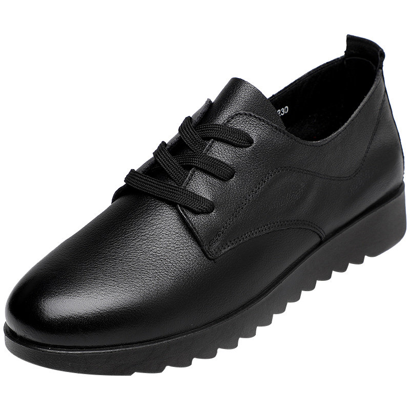 系带皮鞋女款真皮妈妈鞋春秋款中老年女鞋低帮舒适软皮上班鞋软底,淘宝优惠券,粉丝福利购,淘宝优惠卷