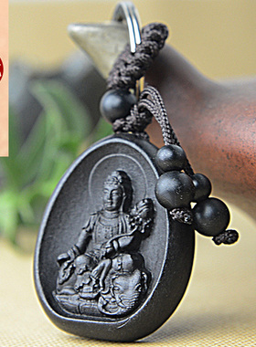 2026年桃木钥匙扣普贤菩萨生肖属蛇人朱砂本命佛男女守护神挂件