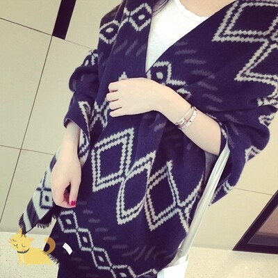 2020综合披肩秋冬两用男士棉麻披风 淇芮围巾/丝巾/披肩