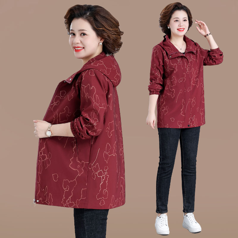 中老年妈妈秋季新款风衣外套女春秋加肥加大码奶奶减龄上衣服夹克 - 图0