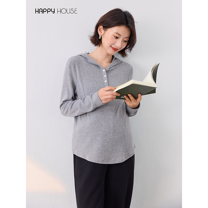 快乐屋针织孕妇上衣秋装2026新款时尚连帽卫衣长袖春秋孕妇装外套,淘宝优惠券,粉丝福利购,淘宝优惠卷