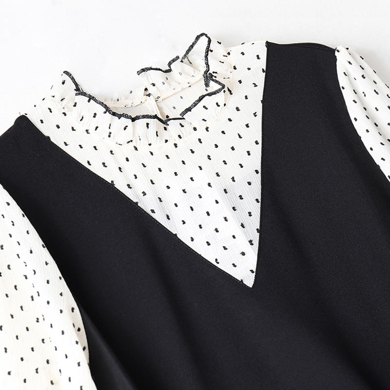 快乐屋孕妇连衣裙秋装2025新款孕妇装潮辣妈个性拼接假两件孕妇裙 - 图2