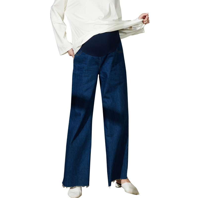 快乐屋孕妇牛仔2020春秋新款阔腿裤 快乐屋孕妇直筒裤