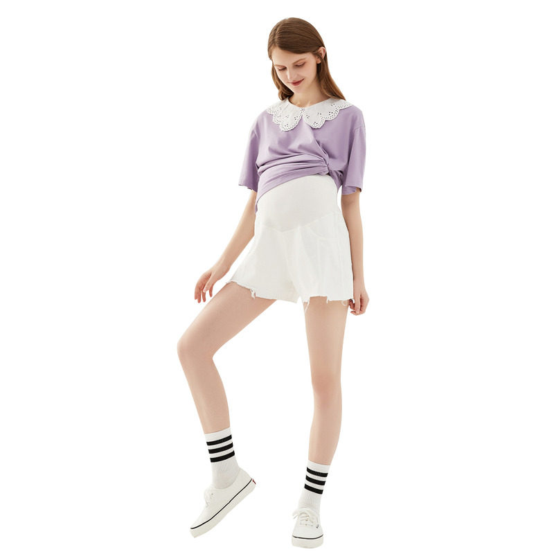 快乐屋孕妇毛边宽松短裤2023牛仔裤 快乐屋孕妇直筒裤