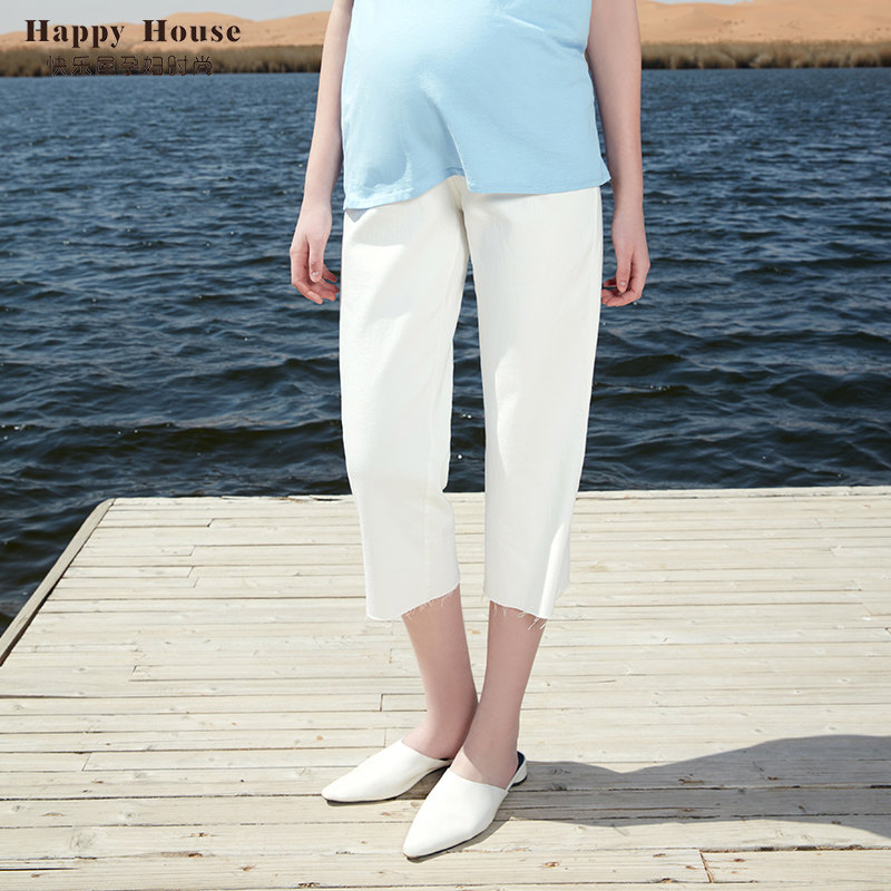 快乐屋夏季七分裤2020夏孕妇裤子 快乐屋孕妇直筒裤