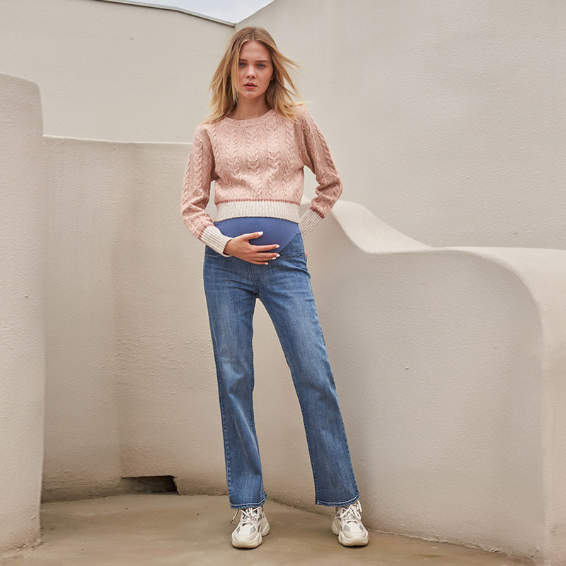 快乐屋孕妇牛仔阔腿裤2023孕妇裤子 快乐屋孕妇阔腿裤