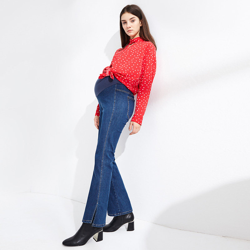 快乐屋2020秋季新品秋装孕妇裤子 快乐屋孕妇喇叭裤