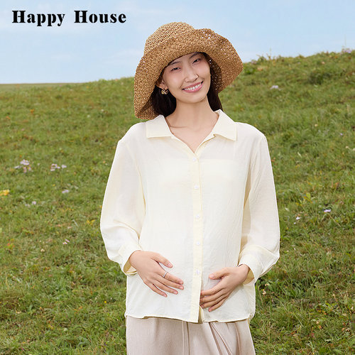 快乐屋孕妇上衣春秋2025新款时尚衬衫孕妇职业装宽松大码打底衣秋 - 图0