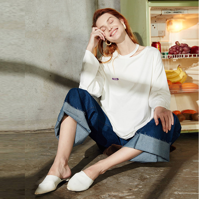 快乐屋孕妇牛仔2020春秋新款阔腿裤 快乐屋孕妇直筒裤