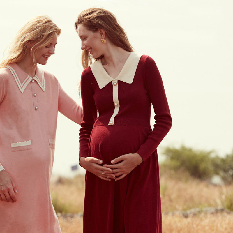 快乐屋孕妇连衣裙春节过年潮妈毛衣 快乐屋连衣裙