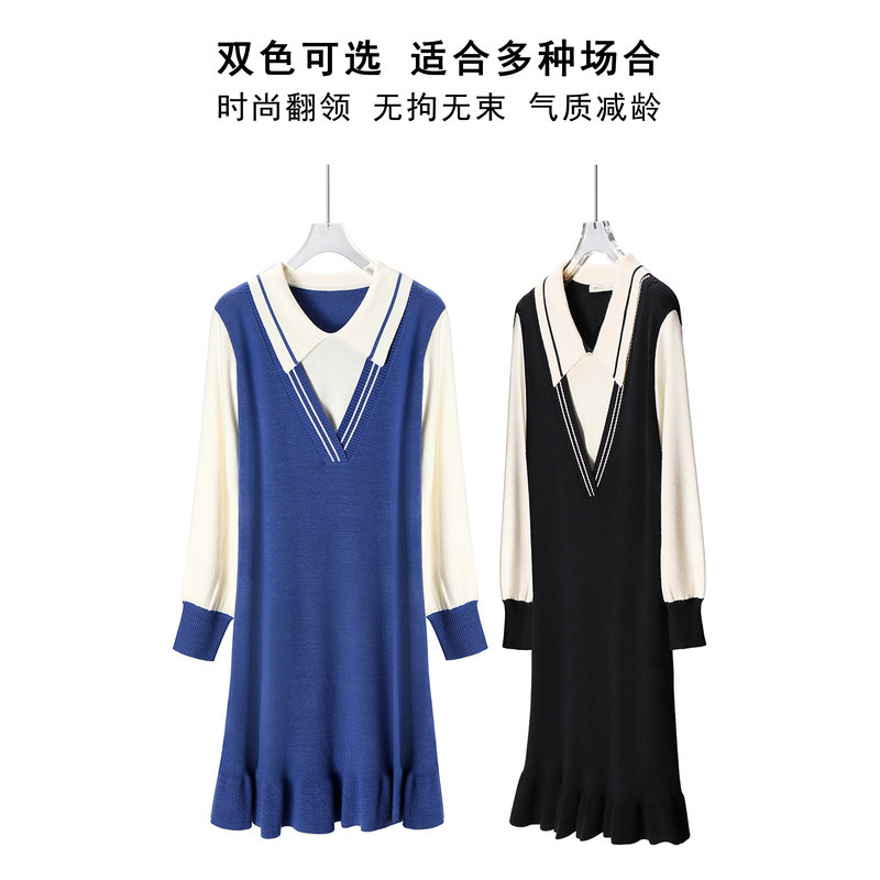 快乐屋孕妇秋冬polo领假两件连衣裙 快乐屋连衣裙