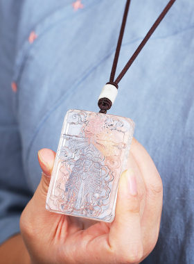 妙韵天然白水晶韦陀菩萨吊坠