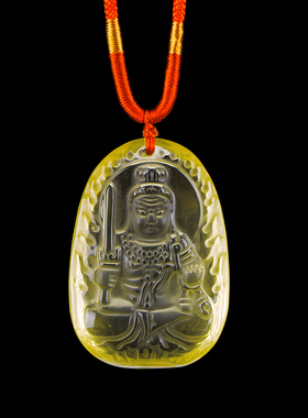 妙韵天然黄水晶不动明王吊坠