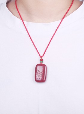 天然朱砂文昌蝉吊坠男女