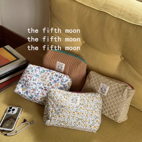 thefifthmoon可爱格子碎花大容量绗缝收纳包化妆包整理包 - 图2