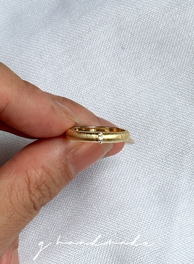 G HANDMADE 925纯银戒指意大利中古拉丝女复古叠戴对戒素圈