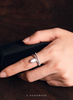 水滴梨形钻双层排戒欧美