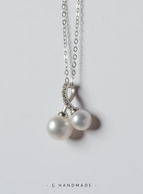 天然淡水爱迪生珍珠耳钉项链