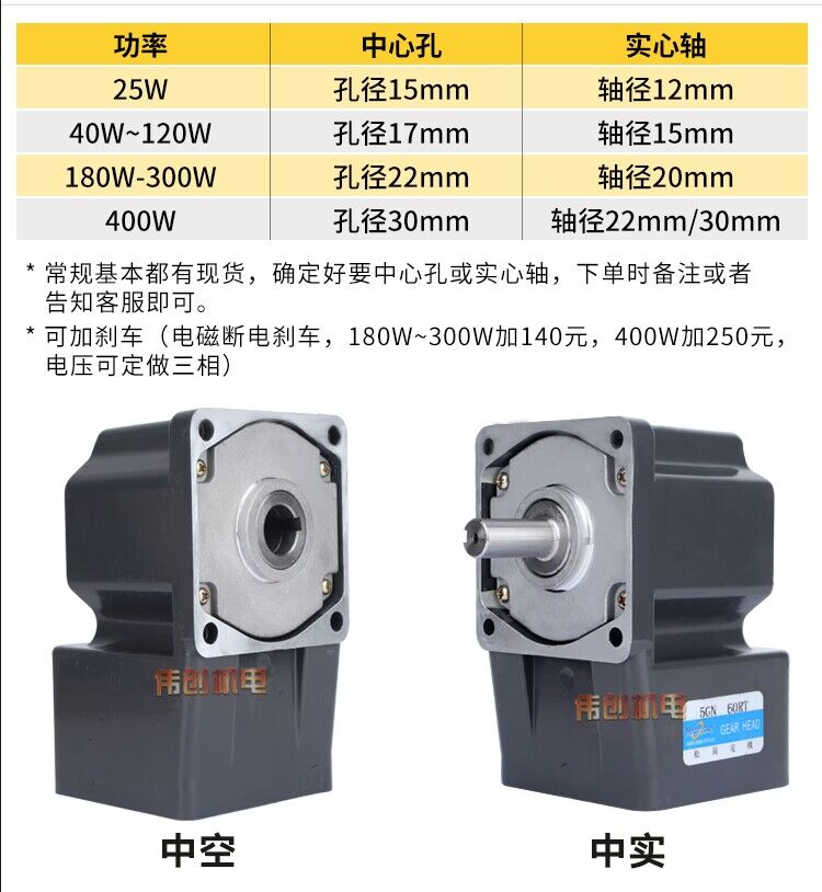 松岗齿轮减速90度380V传送带直角电机调速中空220v变速刹车一体机