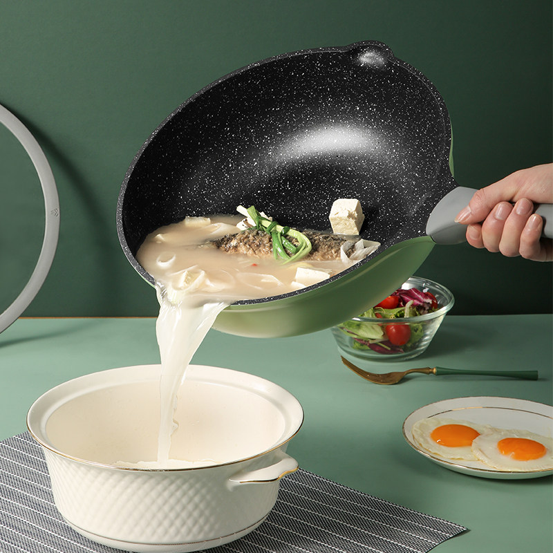 炊大皇麦饭石家用不沾燃气电磁炉 炊大皇炒锅