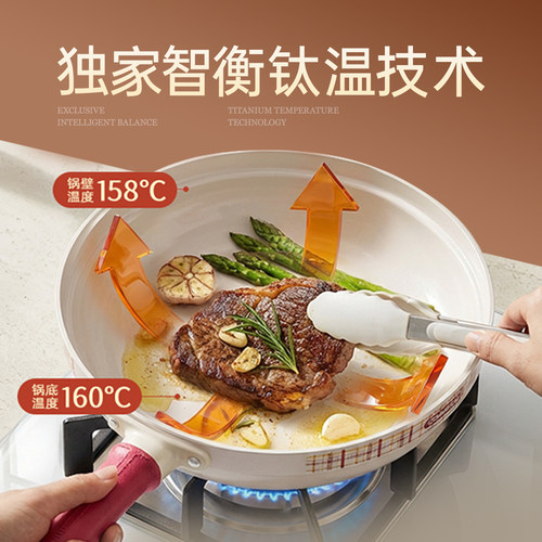 炊大皇箱包锅平底锅家用不粘锅煎饼煎蛋无氟钛陶瓷电磁炉专用煎锅 - 图1