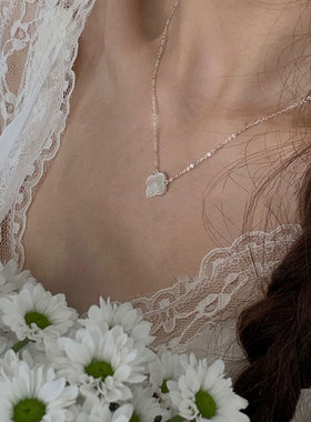 白贝母四叶草吊坠项链女款夏季