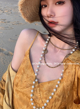 区区欧阳夏日叠带珠珠吊坠项链