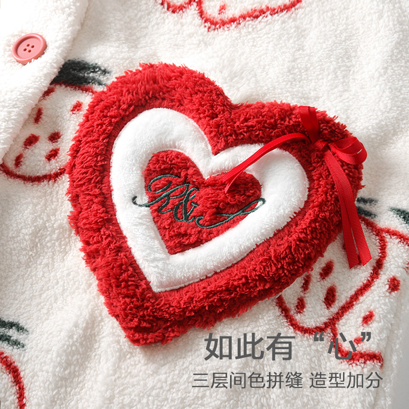 珊瑚绒睡衣女冬季加厚保暖草莓可爱减龄领 年新款家居服两件套 2021 珊瑚绒睡衣女冬季加厚保暖草莓可爱减龄领 年新款家居服两件套 2021
