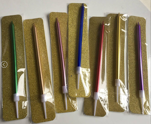 创意铅笔蜡烛生日蛋糕装饰用品 创意浪漫无烟无泪电镀金生日蜡烛 - 图0