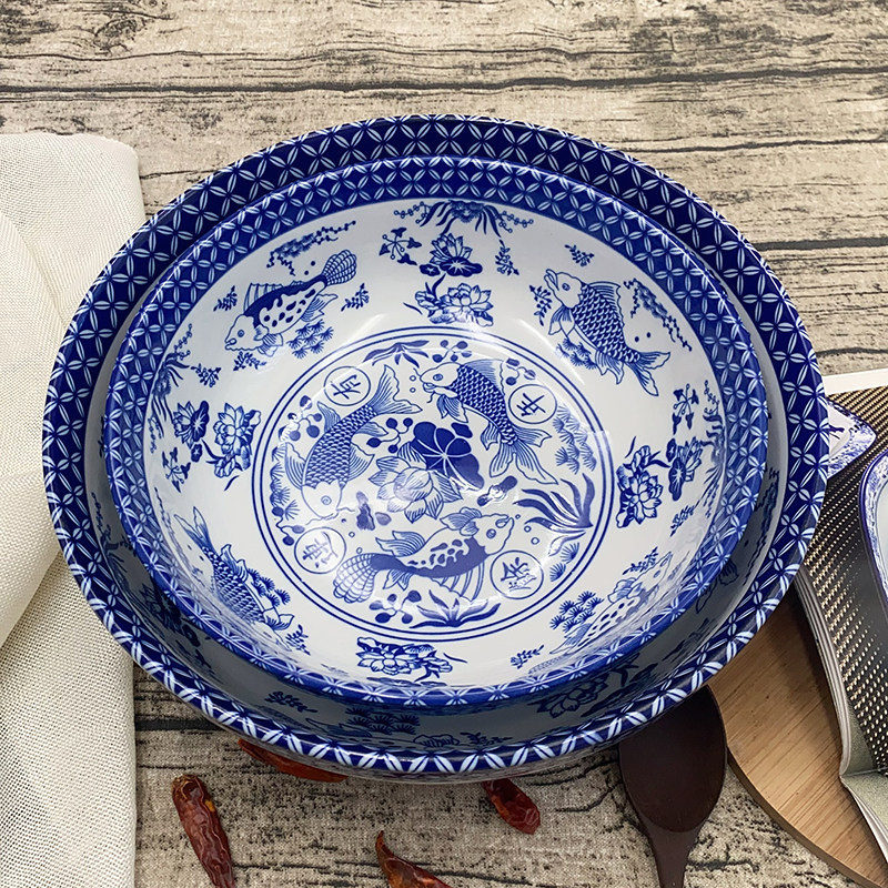 青花瓷汤碗中式碗大菜碗酸菜鱼碗商用餐具汤盆中国风面条碗鱼图案,淘宝优惠券,粉丝福利购,淘宝优惠卷
